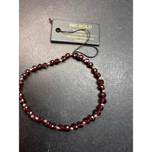 NEW 14k gold garnet stretch bracelet - Picture 11 of 13